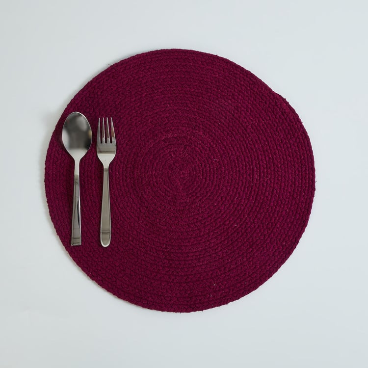 Colour Connect Purple Braided Round Cotton Placemat - 38cm