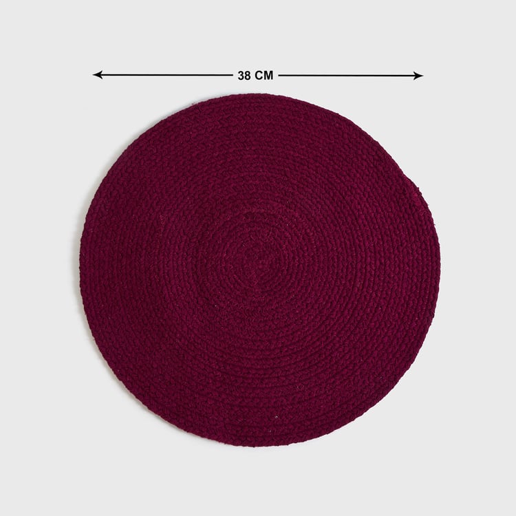 Colour Connect Purple Braided Round Cotton Placemat - 38cm