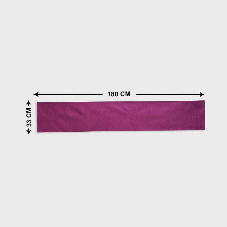 Colour Connect Purple Solid Cotton Table Runner - 33x180cm