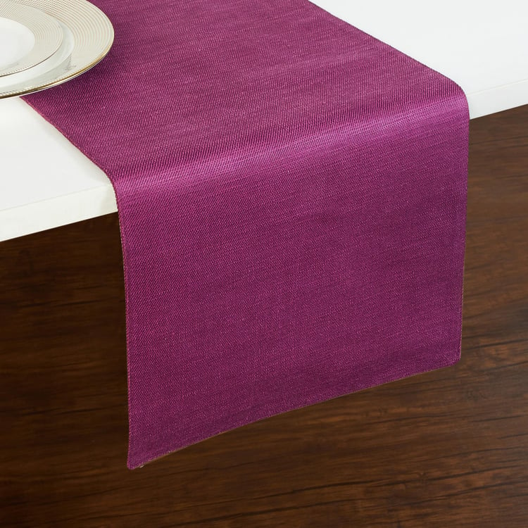 Colour Connect Purple Solid Cotton Table Runner - 33x120cm