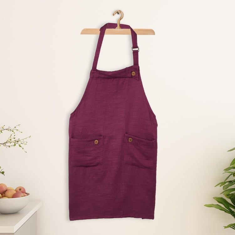 Colour Connect Purple Solid Cotton Blend Kitchen Apron