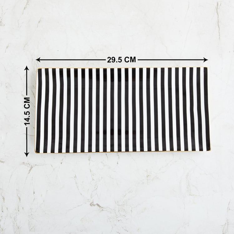 Andrey Bone China Striped Platter - 29.5x14.5cm