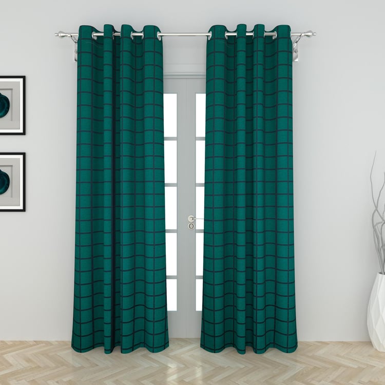 Medley Set of 2 Checked Semi-Blackout Door Curtains