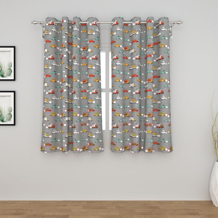 Slate Set of 2 Printed Semi-Blackout Window Curtains