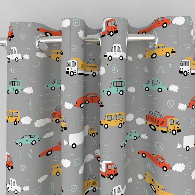 Slate Set of 2 Printed Semi-Blackout Window Curtains