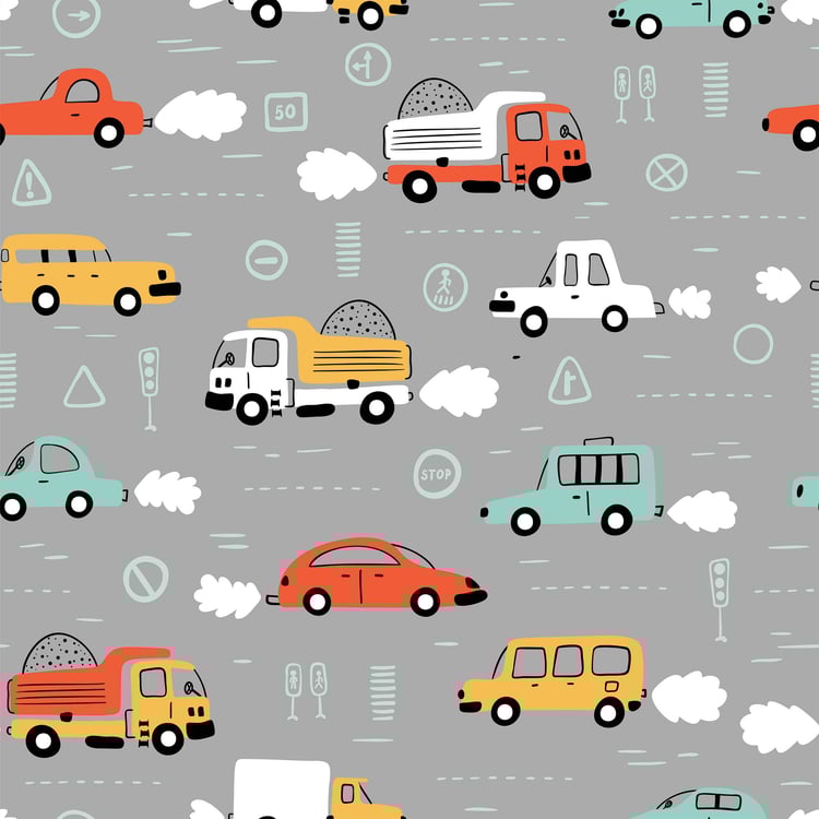 Slate Set of 2 Printed Semi-Blackout Window Curtains