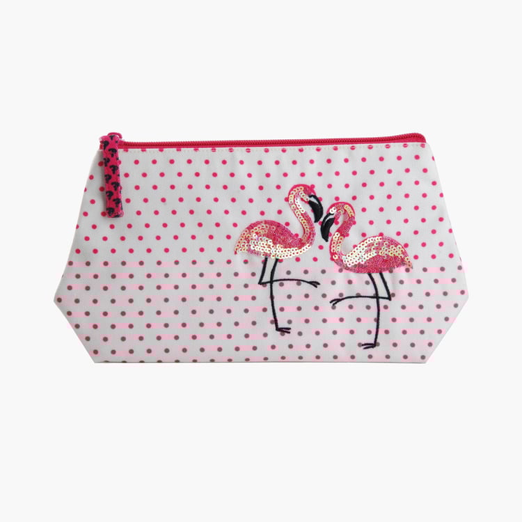 PINAKEN Flamingo Blush Multicolour Printed Cosmetic Bag
