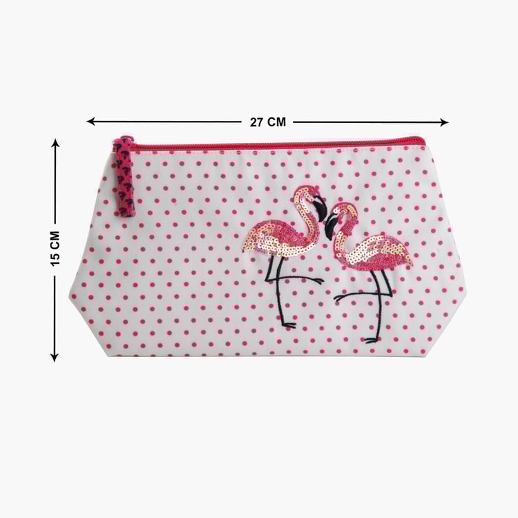PINAKEN Flamingo Blush Multicolour Printed Cosmetic Bag