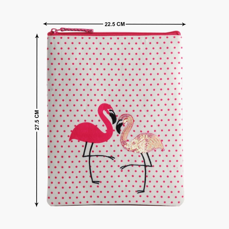 PINAKEN Flamingo Blush Multicolour Printed iPad And Tablet Cover - 22.5x27.5cm
