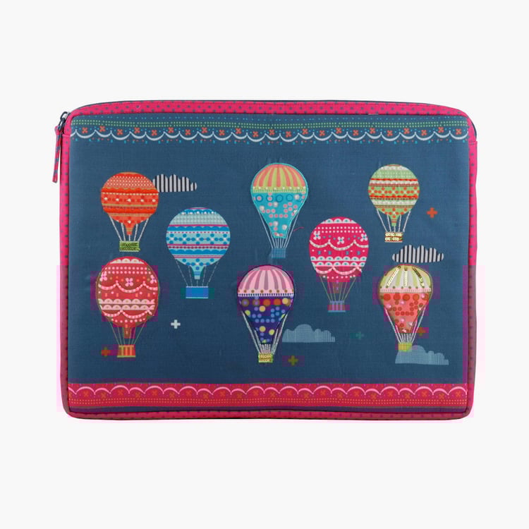 PINAKEN High On Happiness Multicolour Printed Canvas Laptop Sleeve
