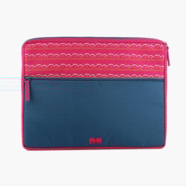 PINAKEN High On Happiness Multicolour Printed Canvas Laptop Sleeve