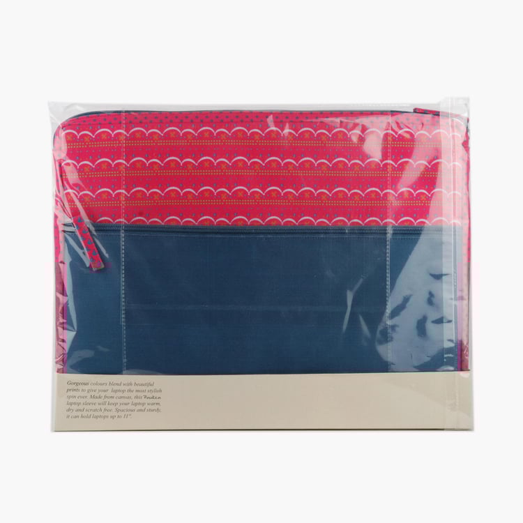 PINAKEN High On Happiness Multicolour Printed Canvas Laptop Sleeve