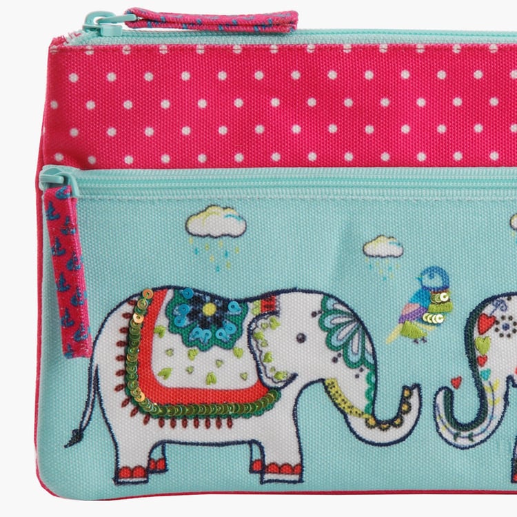 PINAKEN Jumbo Trunk Multicolour Printed Zip Pouch