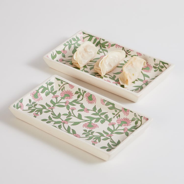 Corsica Set of 2 Stoneware Printed Platters - 21x13cm