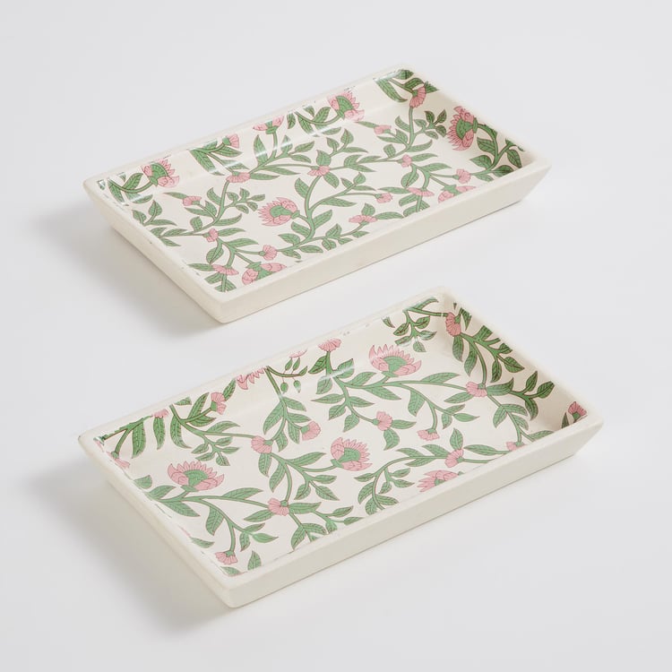 Corsica Set of 2 Stoneware Printed Platters - 21x13cm