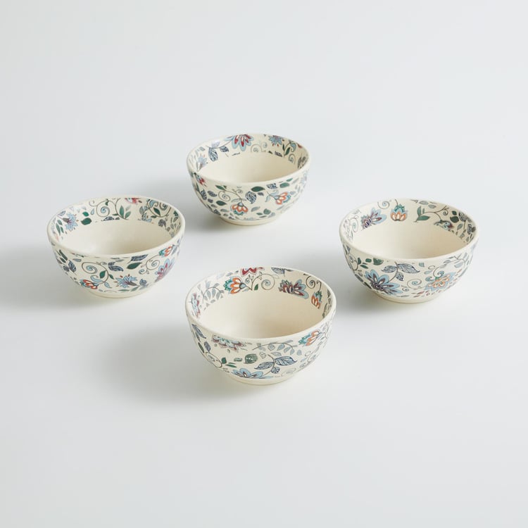 Corsica 4Pcs Stoneware Printed Katori Set - 250ml