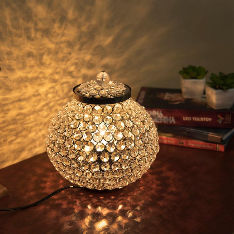 HOMESAKE Contemporary Decor Silver Crystal Table Lamp