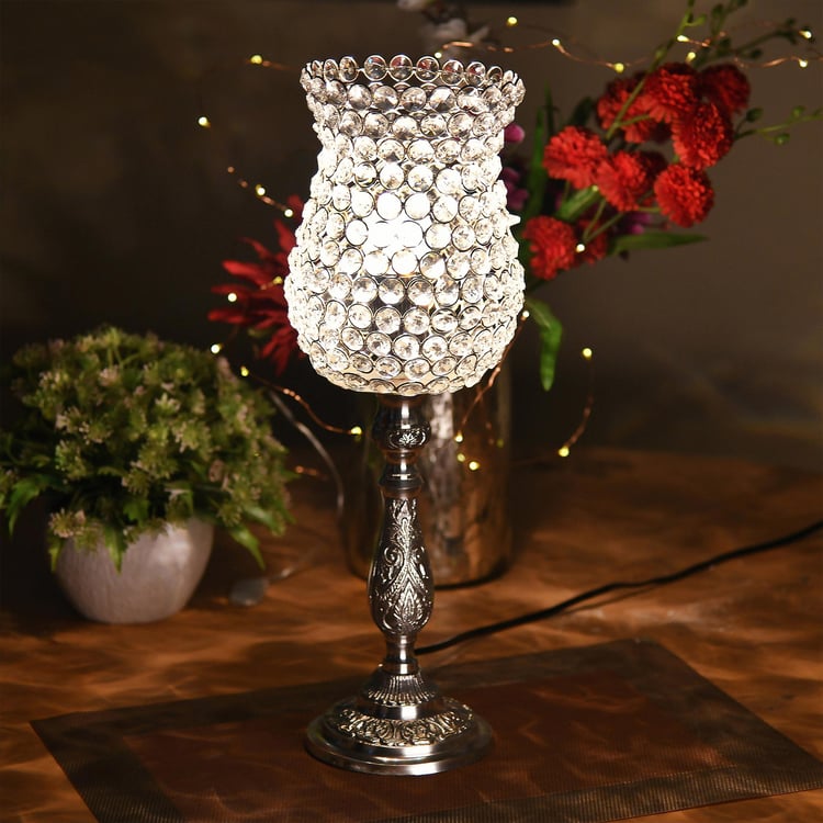 HOMESAKE Contemporary Decor Silver Crystal Table Lamp