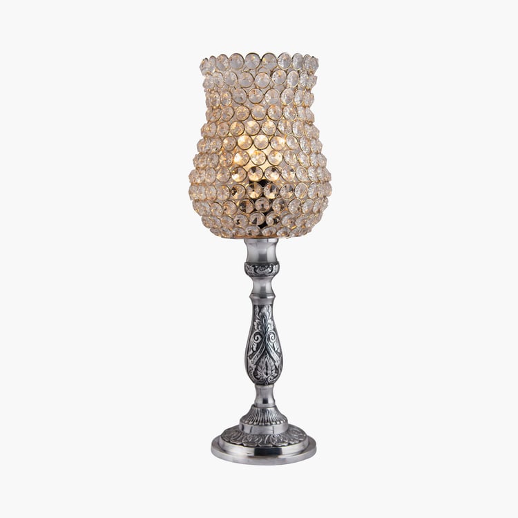 HOMESAKE Contemporary Decor Silver Crystal Table Lamp
