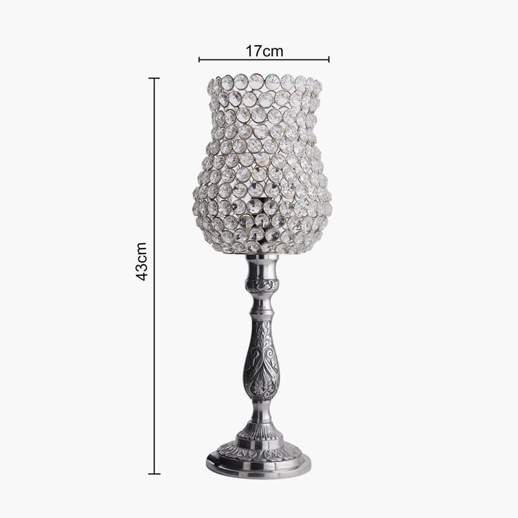 HOMESAKE Contemporary Decor Silver Crystal Table Lamp