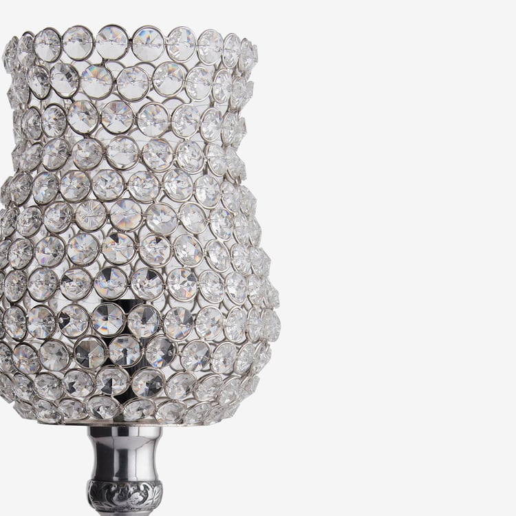 HOMESAKE Contemporary Decor Silver Crystal Table Lamp