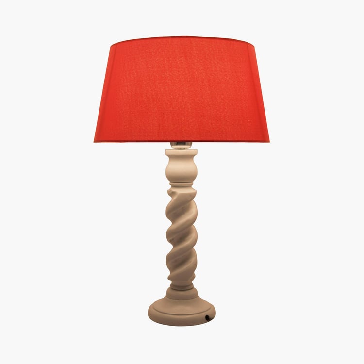 HOMESAKE Contemporary Decor Red Wooden And Linen Table Lamp With Shade