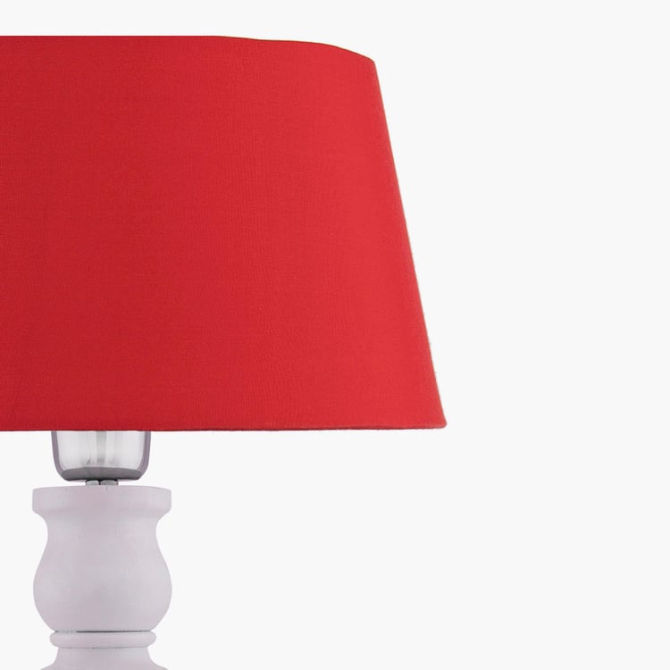HOMESAKE Contemporary Decor Red Wooden And Linen Table Lamp With Shade