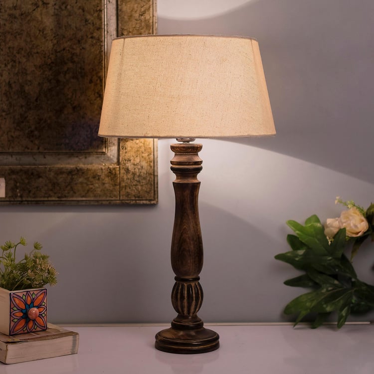 HOMESAKE Contemporary Decor White Wooden Table Lamp