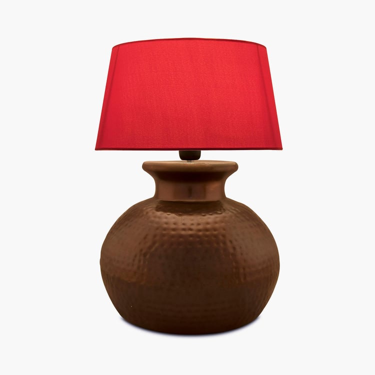 HOMESAKE Contemporary Decor Red Linen And Metal Table Lamp With Shade