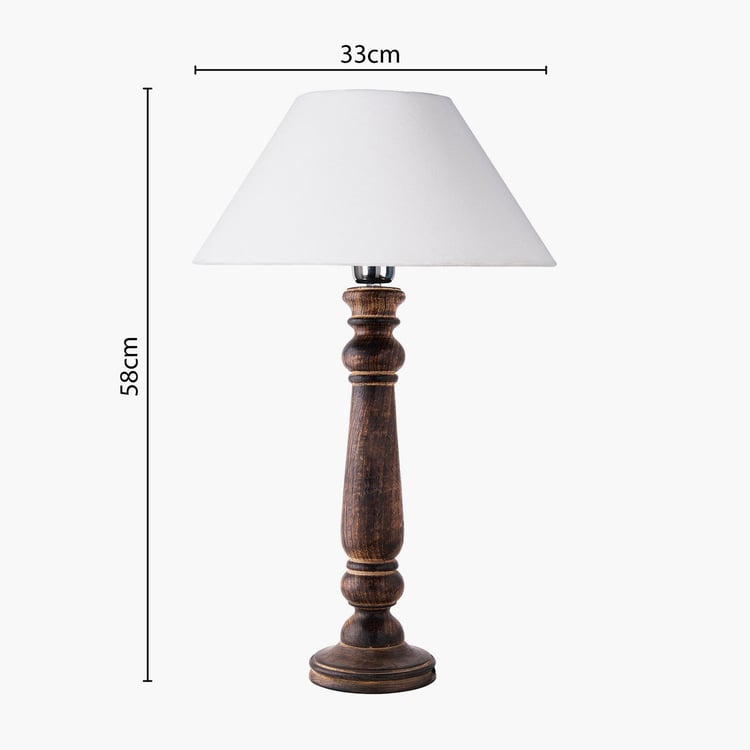 HOMESAKE Contemporary Decor Brown Textured Wooden Table Lamp