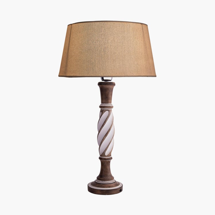 HOMESAKE Contemporary Decor Brown Textured Wooden Table Lamp