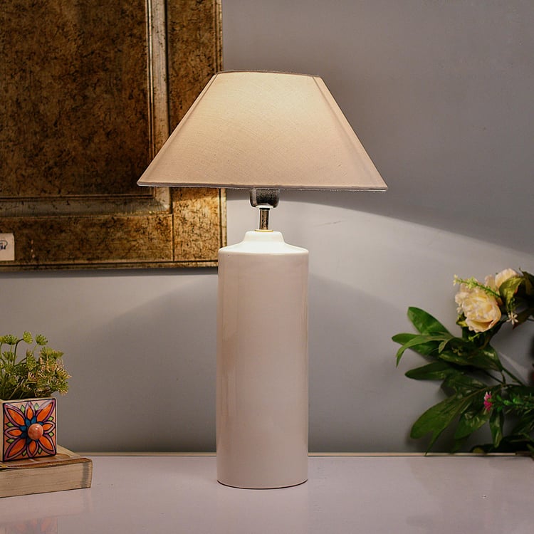 HOMESAKE Contemporary Decor White Solid Ceramic Table Lamp