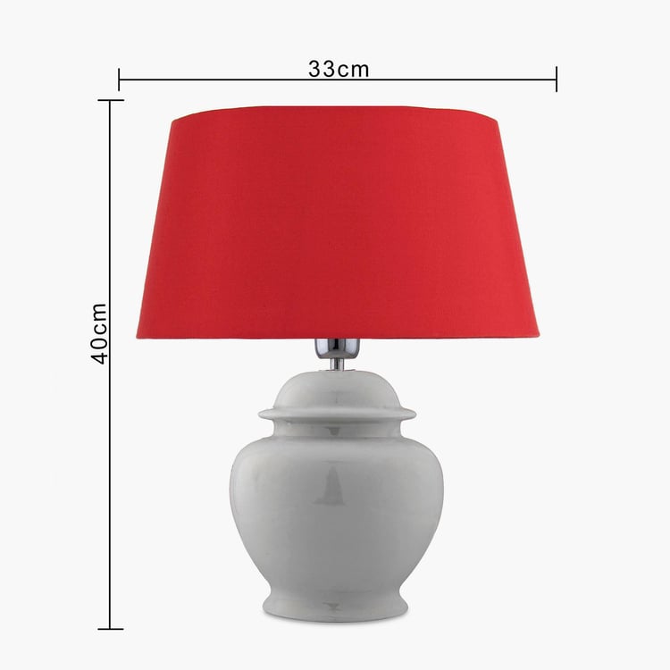 HOMESAKE Contemporary Decor Red And White Solid Ceramic Table Lamp