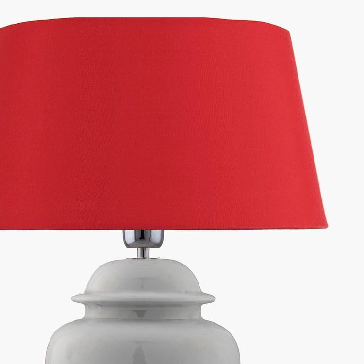 HOMESAKE Contemporary Decor Red And White Solid Ceramic Table Lamp