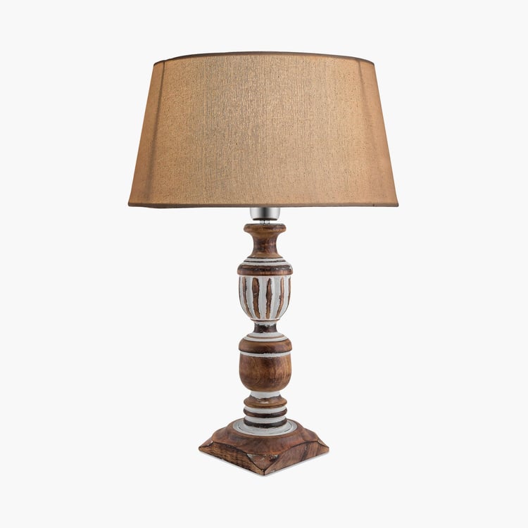 HOMESAKE Contemporary Decor Brown Textured Wooden Table Lamp