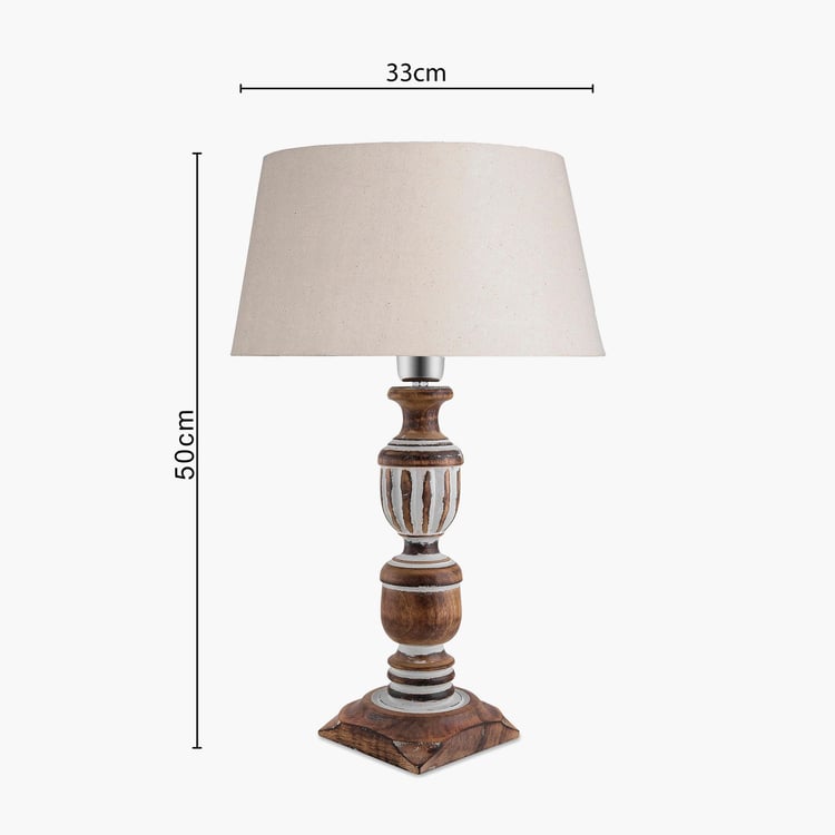 HOMESAKE Contemporary Decor Brown Textured Wooden Table Lamp