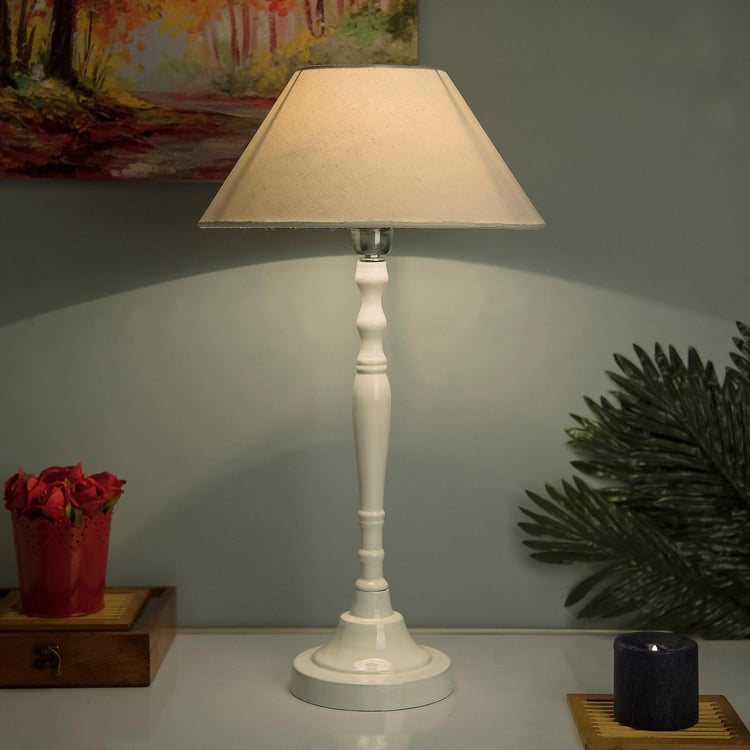 HOMESAKE Contemporary Decor White Textured Metal Table Lamp