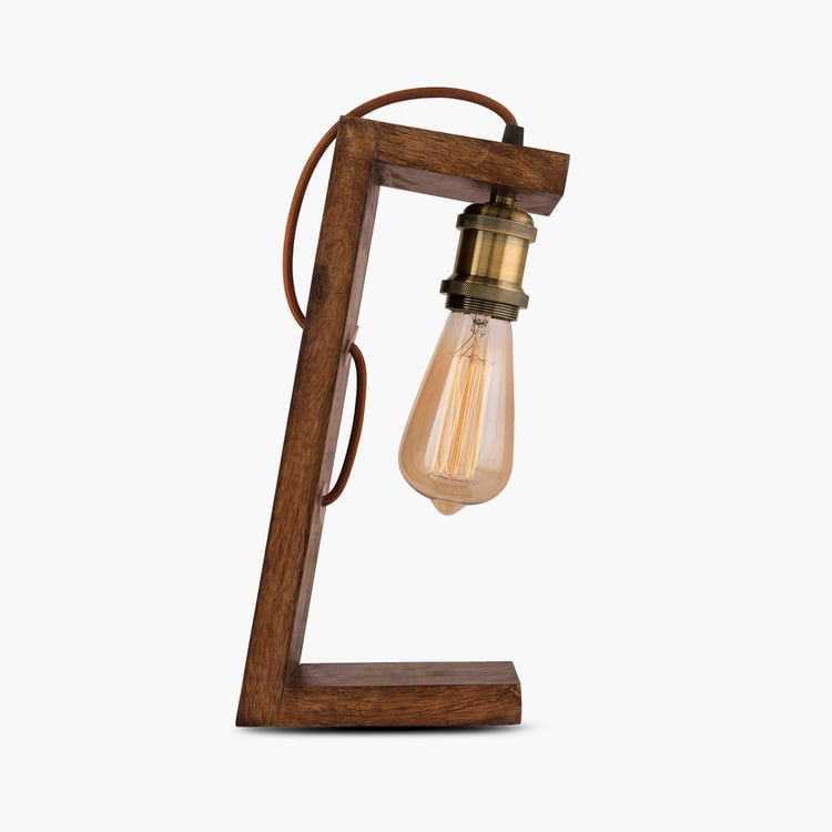 HOMESAKE Contemporary Brown Rustic Wooden Table Lamp