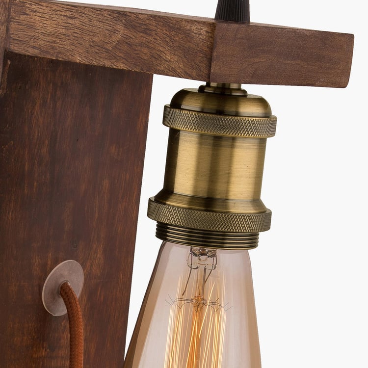 HOMESAKE Contemporary Brown Rustic Wooden Table Lamp