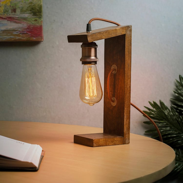 HOMESAKE Contemporary Decor Brown Wooden Table Lamp