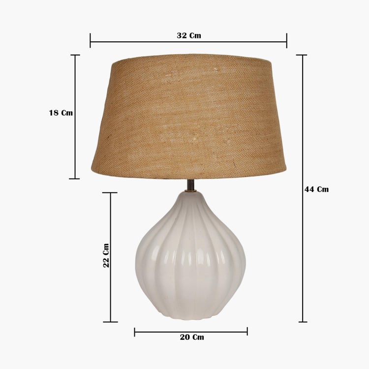 HOMESAKE Contemporary Decor White Ceramic Table Lamp With Shade