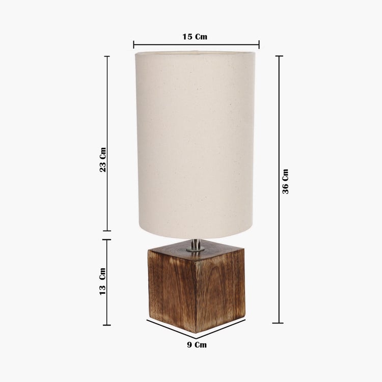 HOMESAKE Contemporary Decor Brown Wooden And Linen Table Lamp With Shade