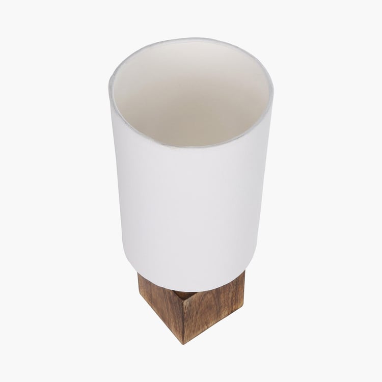 HOMESAKE Contemporary Decor White Wooden And Linen Table Lamp With Shade