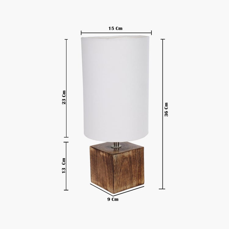 HOMESAKE Contemporary Decor White Wooden And Linen Table Lamp With Shade