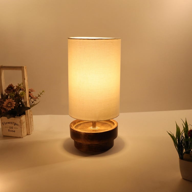 HOMESAKE Contemporary Decor White Wooden Table Lamp With Shade