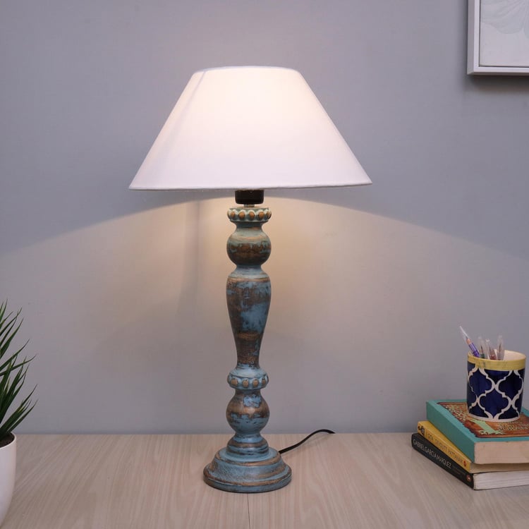 HOMESAKE Contemporary Decor White Wooden Table Lamp With Shade