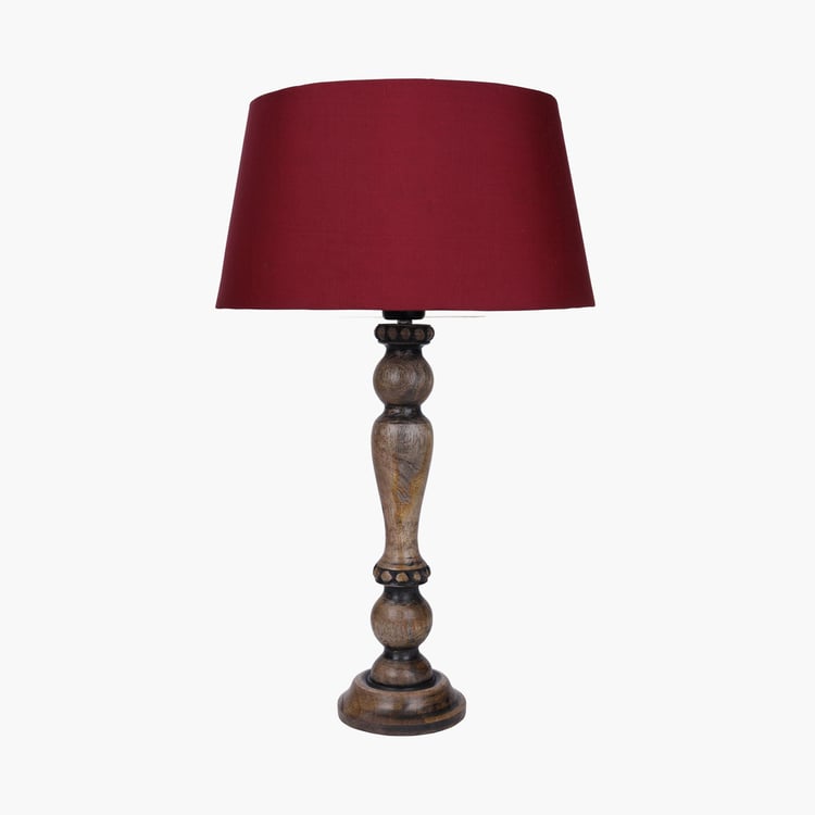 HOMESAKE Contemporary Decor Red Wooden Table Lamp with Shade