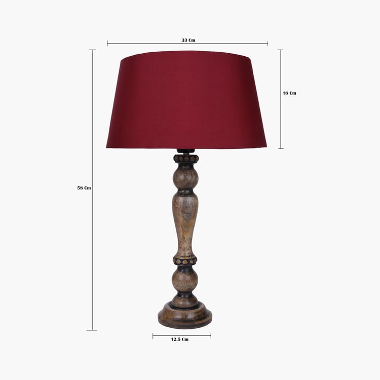 HOMESAKE Contemporary Decor Red Wooden Table Lamp with Shade