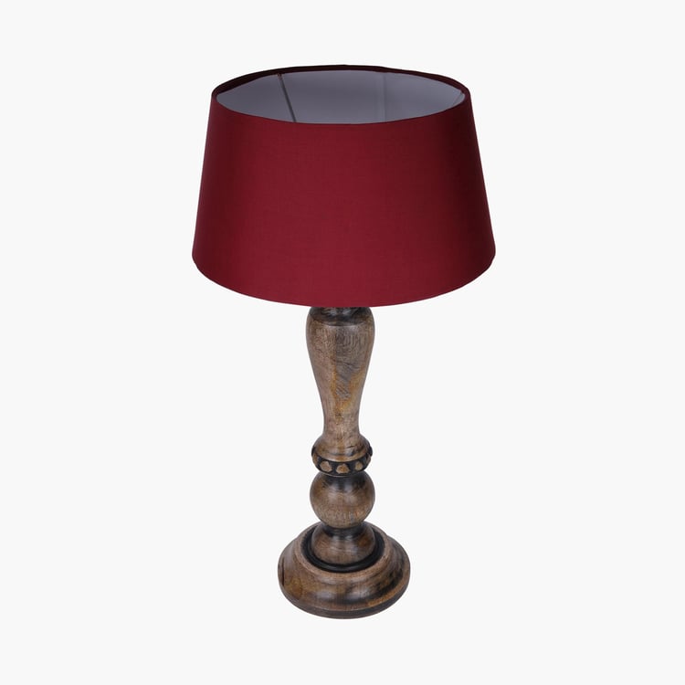 HOMESAKE Contemporary Decor Red Wooden Table Lamp with Shade