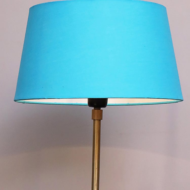 HOMESAKE Contemporary Decor Blue And Brown Wood Floor Lamp